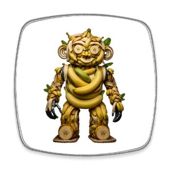 BANANA BOT - Le mignon robot bio-organique - Magnet carré - blanc - Devant