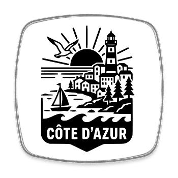 Côte d'Azur Silhouette Meer & Leuchtturm - Viereckiger Kühlschrankmagnet - Weiß - Vorne