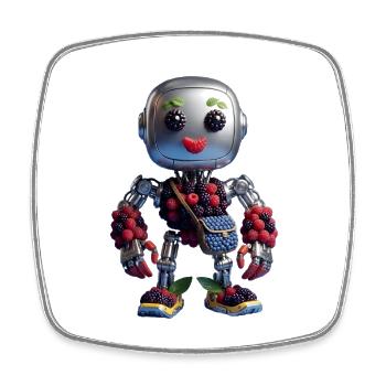 BERRY BOT - Robot Wildberry femelle mignonne - Magnet carré - blanc - Devant