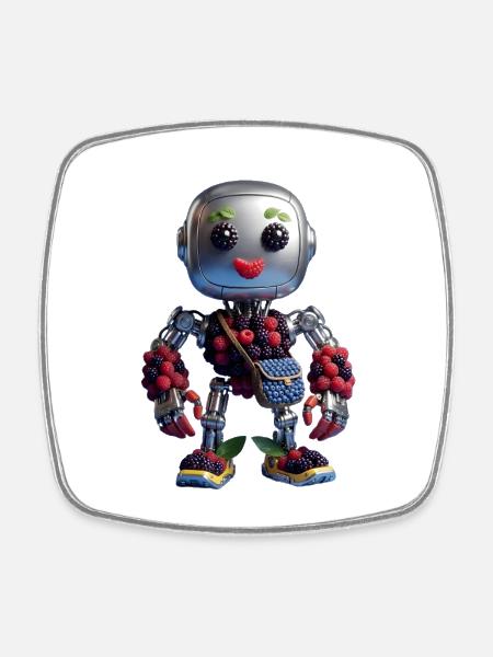 Bot Baie : Robo Fruité - Magnet carré - blanc