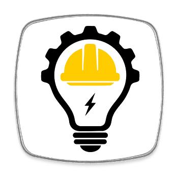 Elektriker Bauhelm Blitz und Glühbirne - Viereckiger Kühlschrankmagnet - Weiß - Vorne