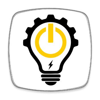Elektriker Glühbirne Blitz und Zahnrad - Viereckiger Kühlschrankmagnet - Weiß - Vorne