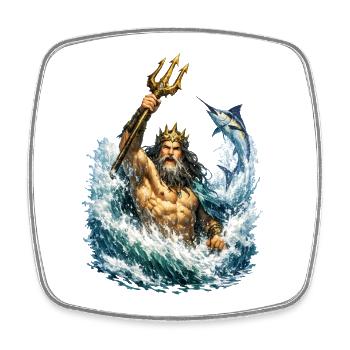 Neptune avec Merlin - Magnet carré - blanc - Devant