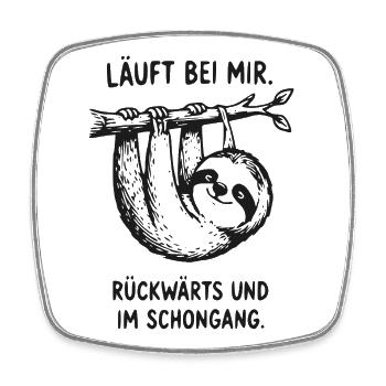 Schleichender Sloth: Rückwärts im Schongang - Viereckiger Kühlschrankmagnet - Weiß - Vorne