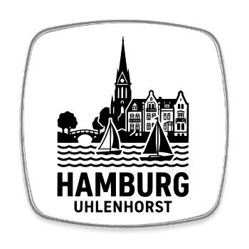 Hamburg Uhlenhorst Silhouette Alster - Viereckiger Kühlschrankmagnet - Weiß - Vorne