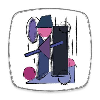 Geometric abstraction in retro style - Square fridge magnet - white - Front