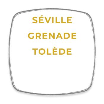 Ispagnac Lozère - Séville - Grenade - Tolède - Magnet carré - blanc - Devant