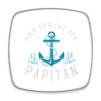 Anker & Wellen Papitän  - Viereckiger Kühlschrankmagnet - Weiß - Vorne