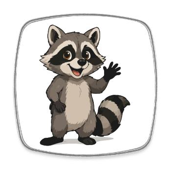 Motif de dessin animé de raton laveur ondulant - Magnet carré - blanc - Devant