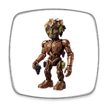 Grape Steampunk Robot Vine Golem - Square fridge magnet - white - Front