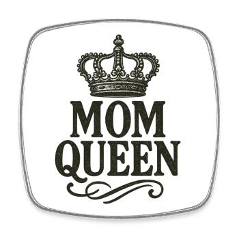 Mom Queen – Vintage Crown Statement Design - Magnet carré - blanc - Devant