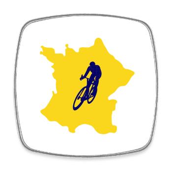 Carte France avec conception vélo – cycliste - Magnet carré - blanc - Devant