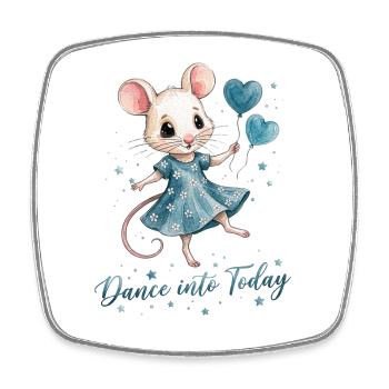 Dancing Mouse with Heart Balloons - Square fridge magnet - white - Front