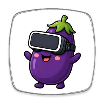 Joueur de dessins animés végan aux légumes d’aubergine - Magnet carré - blanc - Devant