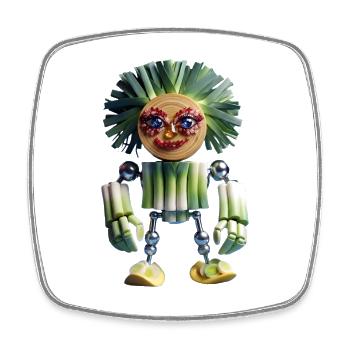 Funny Leek Man Character - Square fridge magnet - white - Front