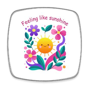 Sentir le soleil : motif floral - Magnet carré - blanc - Devant