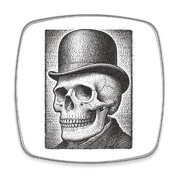 Skull with bowler hat - Square fridge magnet - white - Front