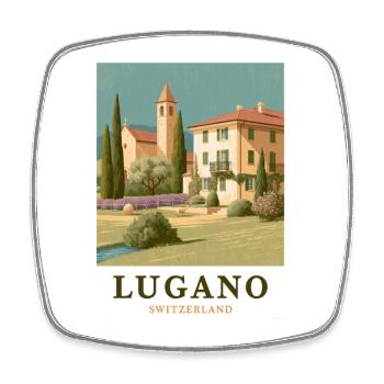 Lugano Villa Panorama - Magnet carré - blanc - Devant
