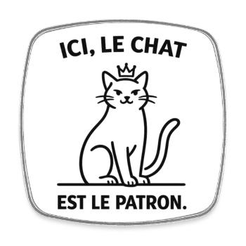  Ici Le Chat Est Le Patron - Magnet carré - blanc - Devant