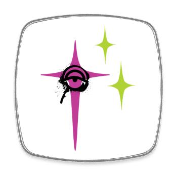 Neon Star Sparkle - Square fridge magnet - white - Front