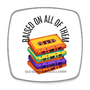 Retro Stack Cassettes: Old School - Square fridge magnet - white - Front