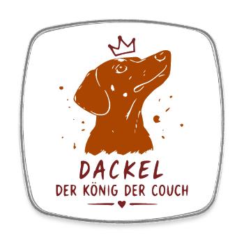 Dackel König der Couch - Viereckiger Kühlschrankmagnet - Weiß - Vorne