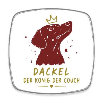 Dackel König Der Couch - Viereckiger Kühlschrankmagnet - Weiß - Vorne