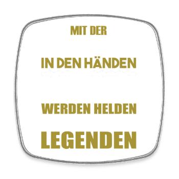 Mit der Motorsäge werden Helden zu Legenden - Viereckiger Kühlschrankmagnet - Weiß - Vorne