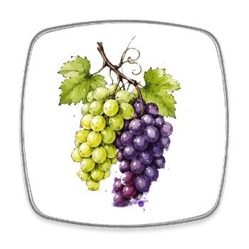 Grappe de raisins aquarelle vert violet - Magnet carré - blanc - Devant