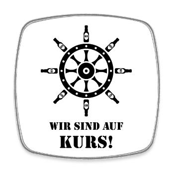 Wir Sind Auf Kurs! (Bier / Steuerrad / Black) - Viereckiger Kühlschrankmagnet - Weiß - Vorne