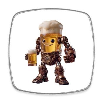 Steampunk-Bierbot - Viereckiger Kühlschrankmagnet - Weiß - Vorne