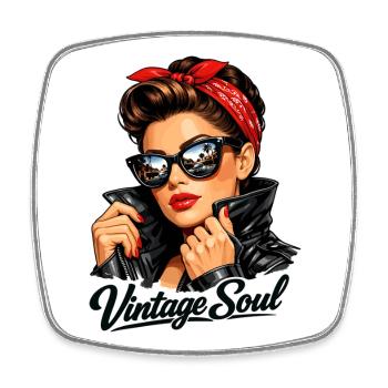 Vintage Soul – Cool Rockabilly Pin-Up Design - Square fridge magnet - white - Front
