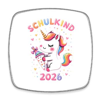 Schulkind 2026 Einschulung 2026 Schulanfang - Viereckiger Kühlschrankmagnet - Weiß - Vorne