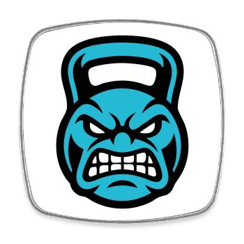 Kettlebell Face Logo - Magnet carré - blanc - Devant