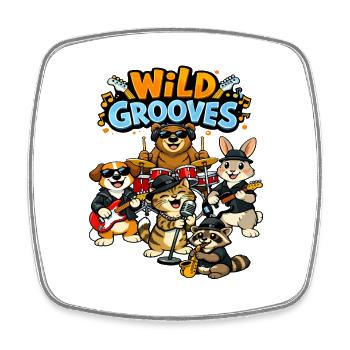 Wild Grooves: Animal Band - Viereckiger Kühlschrankmagnet - Weiß - Vorne