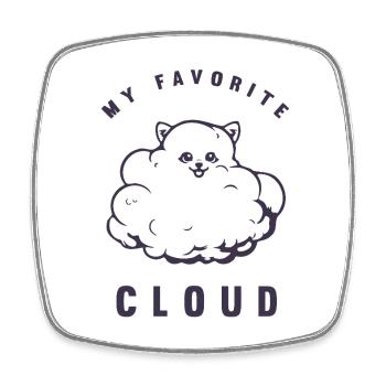 Mon nuage préféré - Poméranian - Magnet carré - blanc - Devant