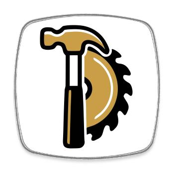 Hammer Kreissaege Logo - Viereckiger Kühlschrankmagnet - Weiß - Vorne