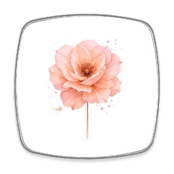 Fleur rose délicate dans un style aquarelle - Magnet carré - blanc - Devant