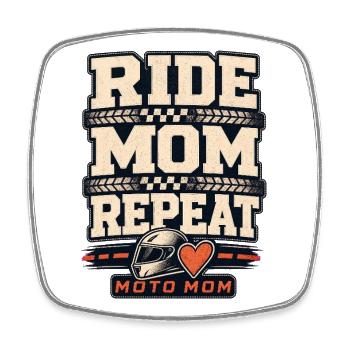 Moman au bord de la piste Moto Mama, Moto Mom Répétée Moto - Magnet carré - blanc - Devant