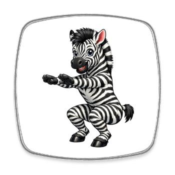Zebra macht Kniebeuge - Viereckiger Kühlschrankmagnet - Weiß - Vorne