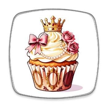 Crowned Cupcake Royale - Square fridge magnet - white - Front