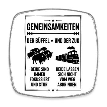 Büffel und Zug - Viereckiger Kühlschrankmagnet - Weiß - Vorne