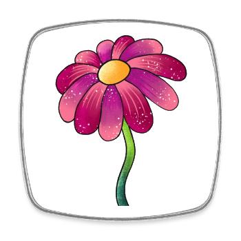 Marguerite rose scintillante - Magnet carré - blanc - Devant