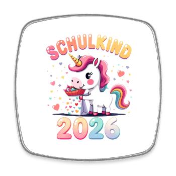 Schulkind 2026 Einschulung 2026 Schulanfang - Viereckiger Kühlschrankmagnet - Weiß - Vorne