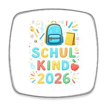 Schulkind 2026 Einschulung 2026 Schulanfang - Viereckiger Kühlschrankmagnet - Weiß - Vorne