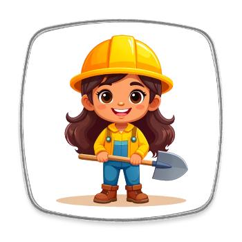 Comic Girl avec Casque et Pelle – Artisan - Magnet carré - blanc - Devant