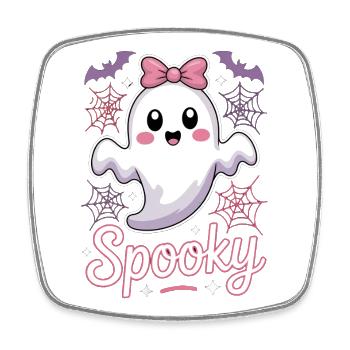 Spooky Halloween Ghost - Square fridge magnet - white - Front