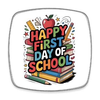 Happy First Day of School Books - Square fridge magnet - white - Front