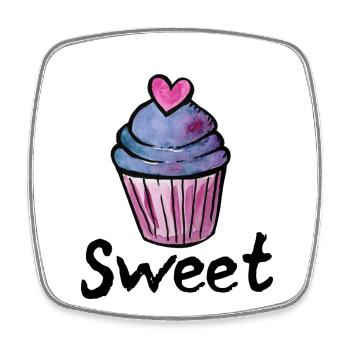 Pastel Cupcake Heart Frosting - Square fridge magnet - white - Front