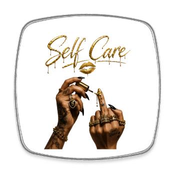 Self Care Middle Finger Gold Drip Streetwear - Square fridge magnet - white - Front